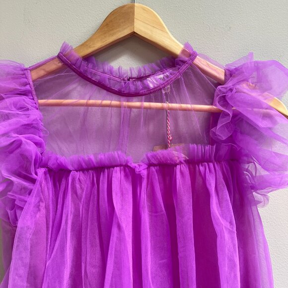 Umgee Purple Tulle Lined Mock Neck Sleeveless‎ Blouse NEW Small - Picture 2 of 5